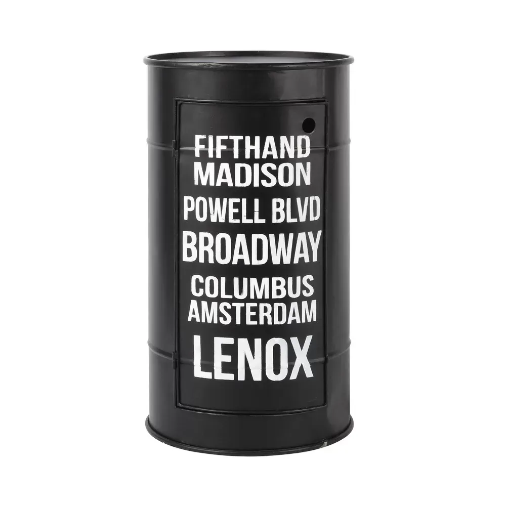 Table de chevet bidon en métal noire L 40 cm