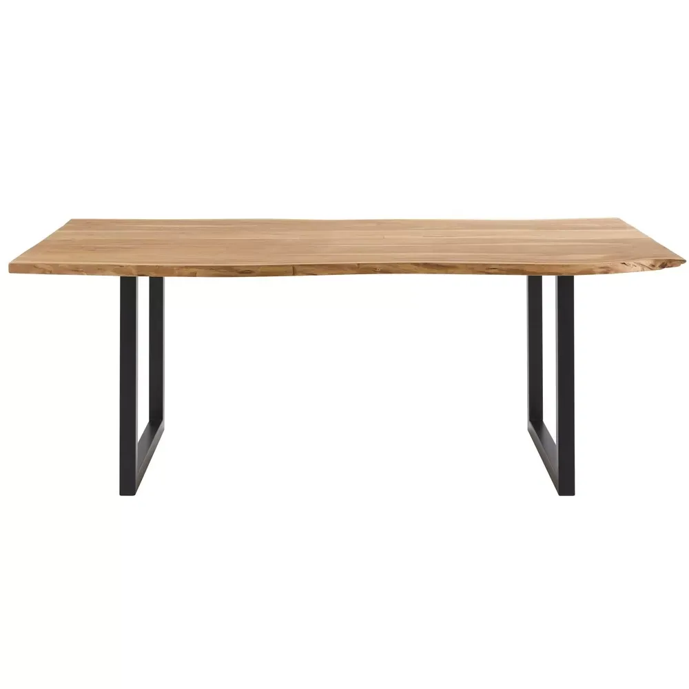 Table à manger industrielle en bois d'acacia et métal noir 8/10 personnes L200