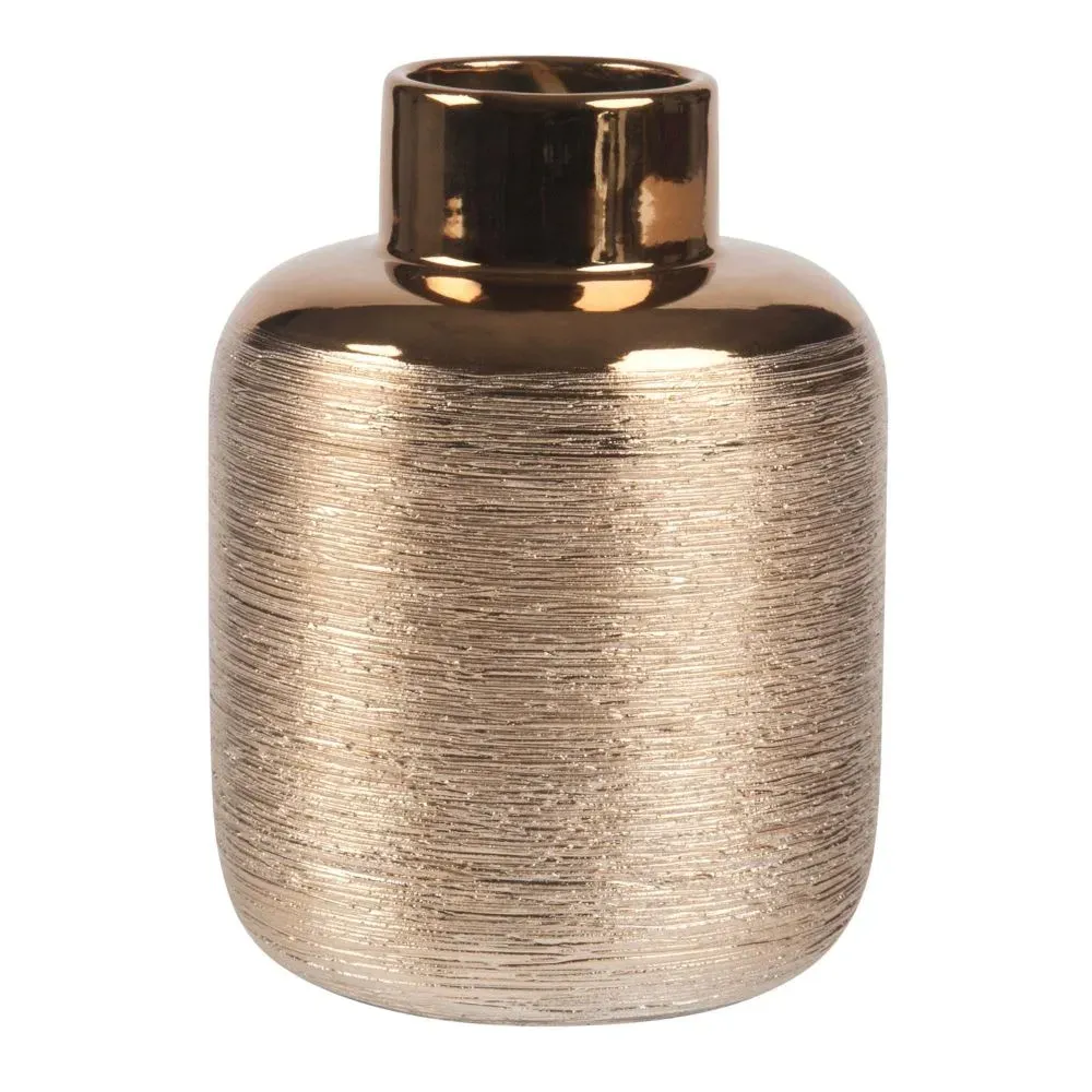 Vase strié en grès doré H16