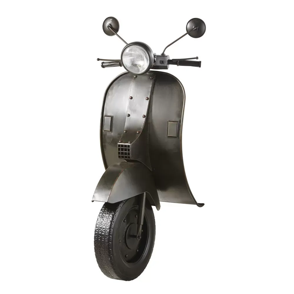 Déco murale lumineuse scooter en métal noir 53x123