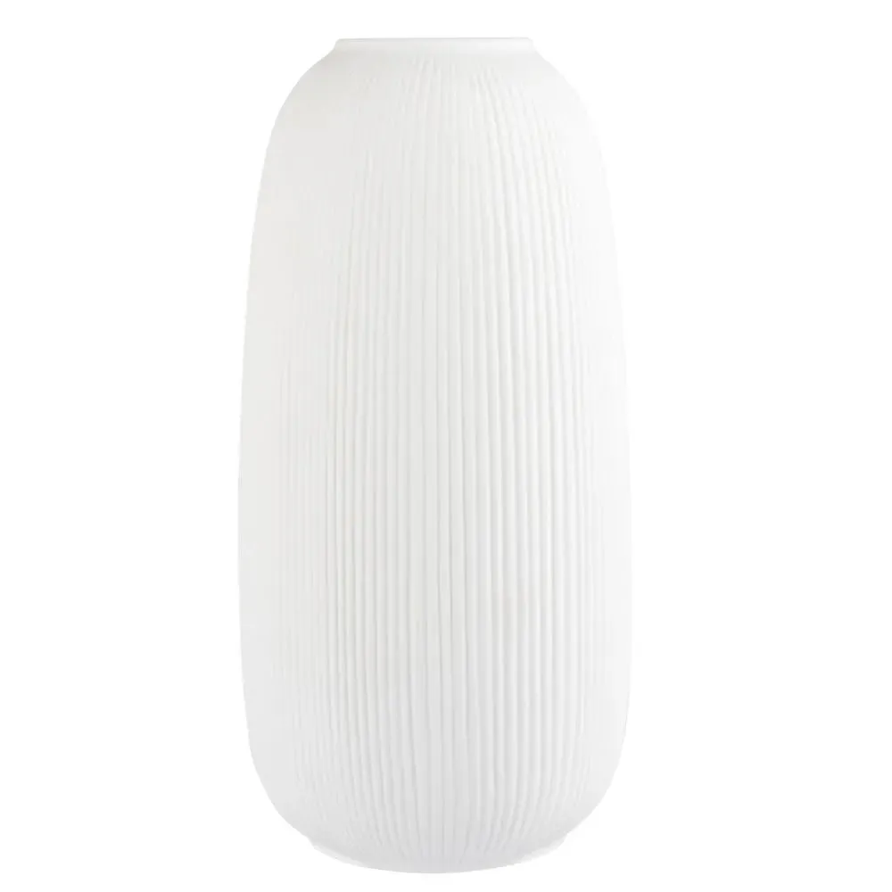 Vase en porcelaine striée blanche H25