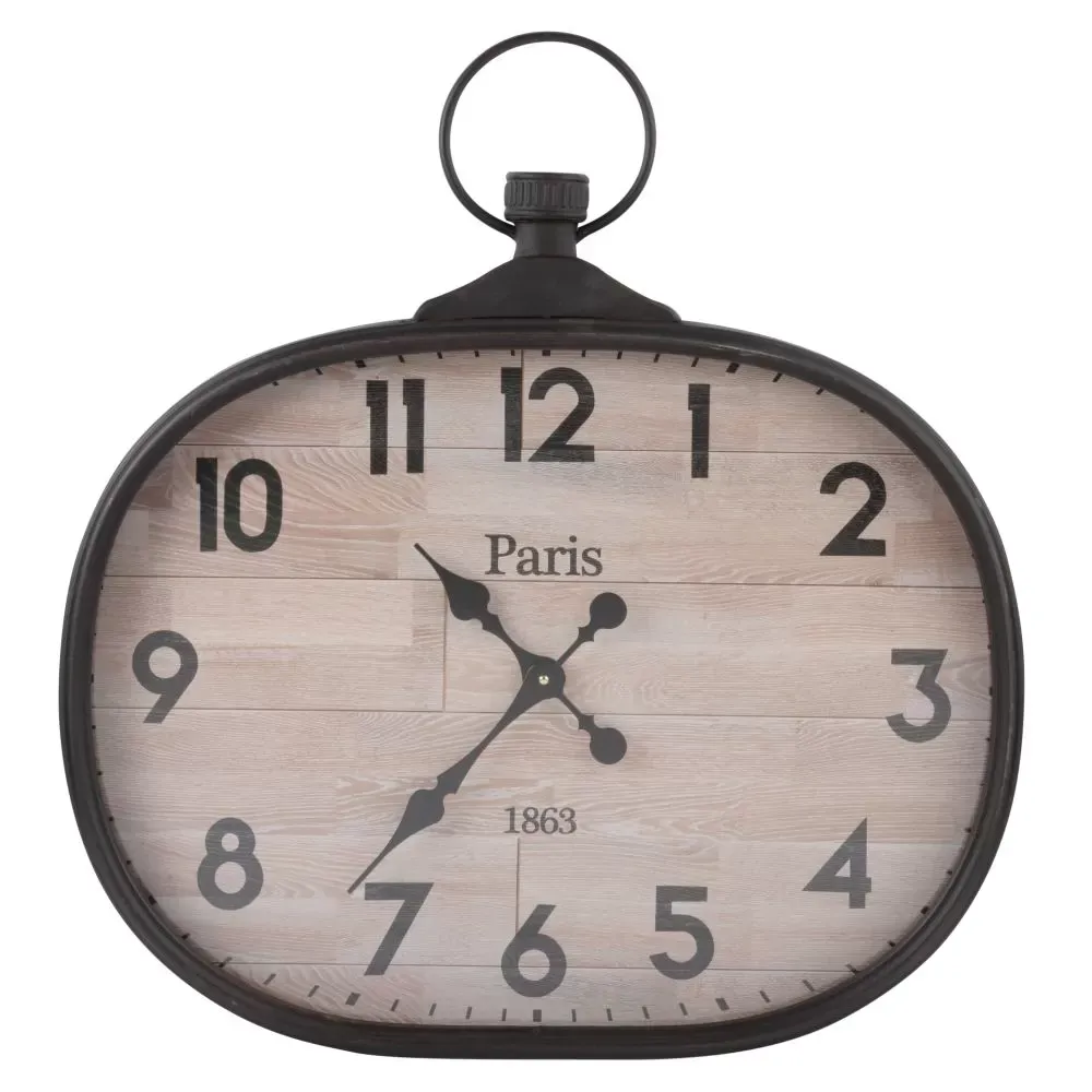 Horloge murale gousset en acier, 60x64 cm