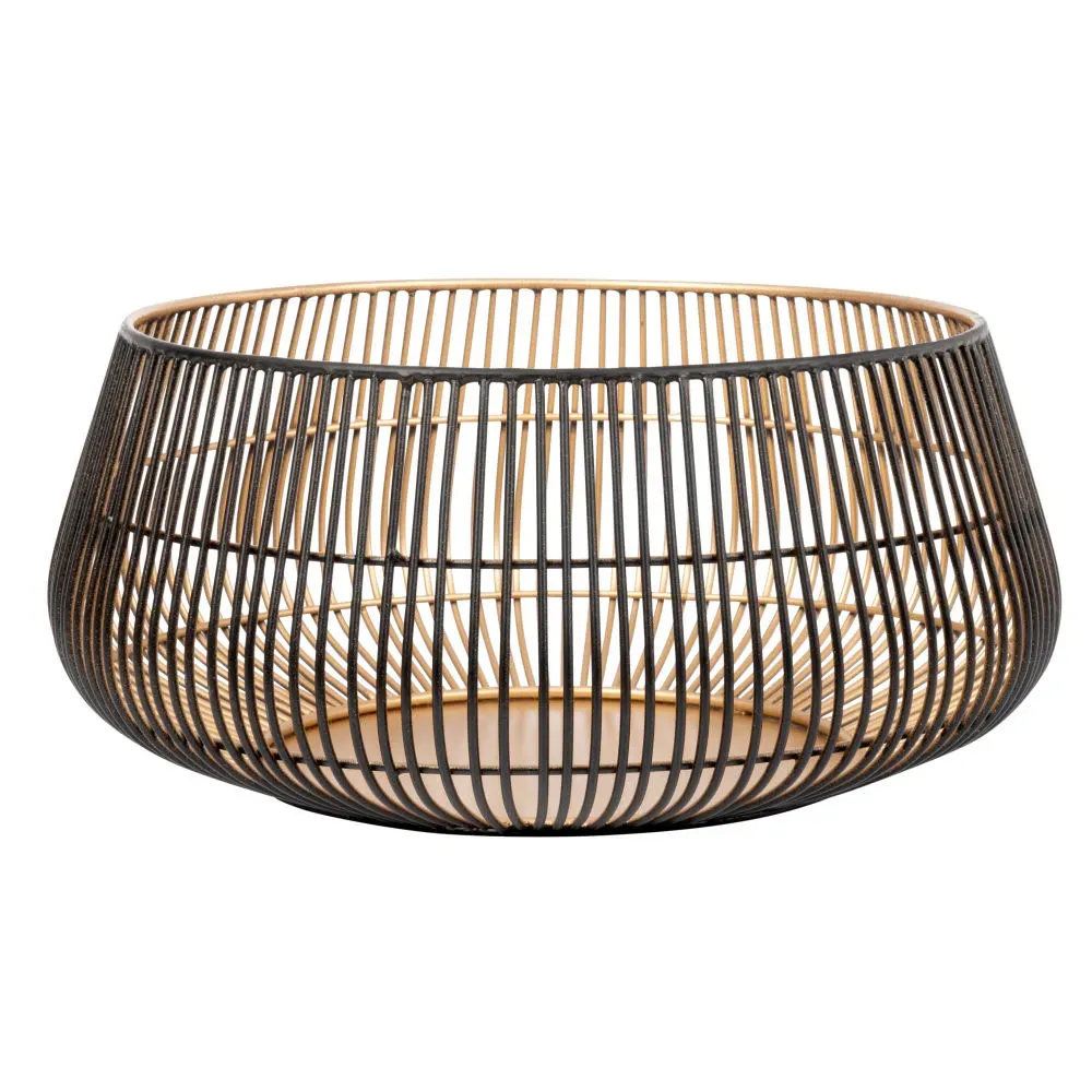 Corbeille en métal ajouré noir et doré