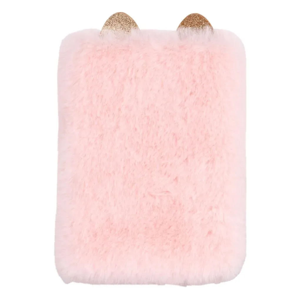 Carnet de notes chat imitation fourrure rose