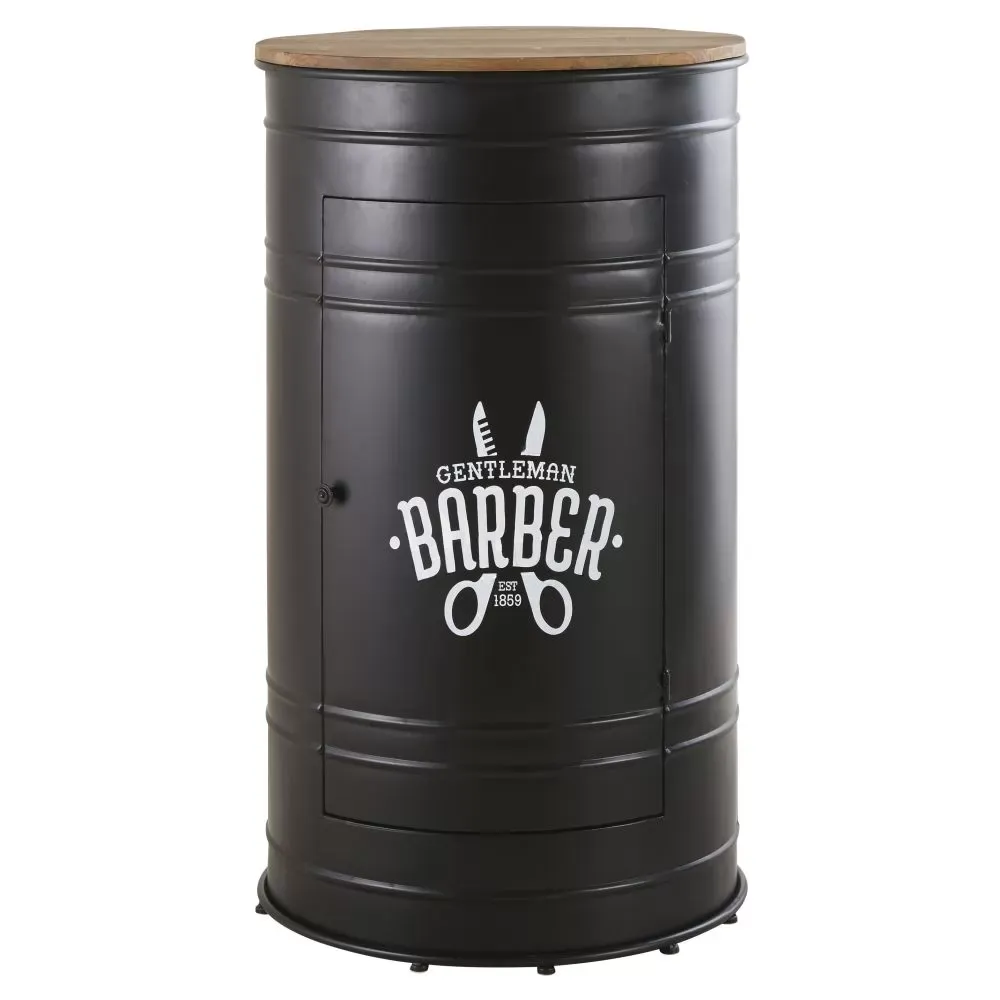 Meuble de bar en métal noir et sapin massif