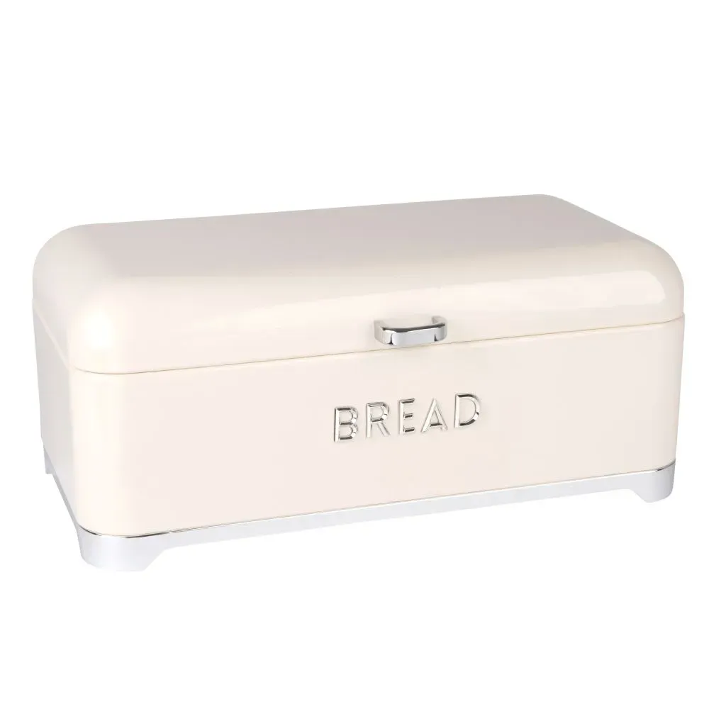 Boîte à pain vintage en métal ivoire