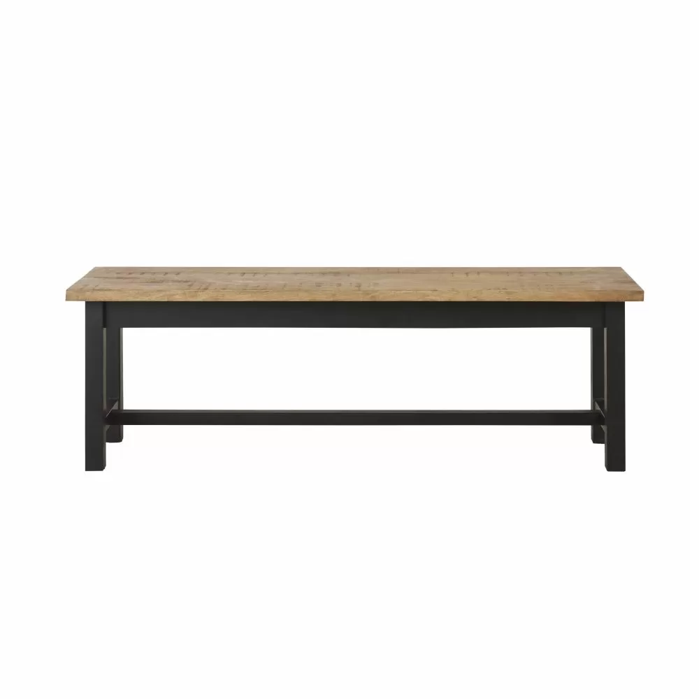 Banc en manguier massif et acier noir mat