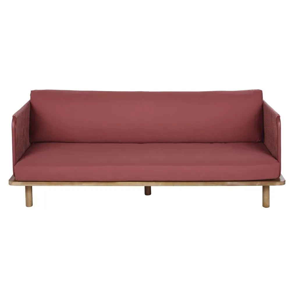 Canapé de jardin en corde tressée terracotta et acacia massif