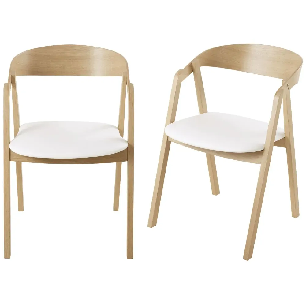 Chaises professionnelles en hêtre et textile enduit blanc (x2)