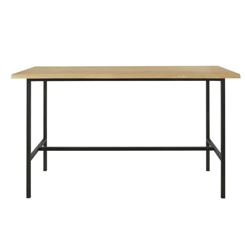 Table à manger haute professionnelle en chêne et métal noir L175