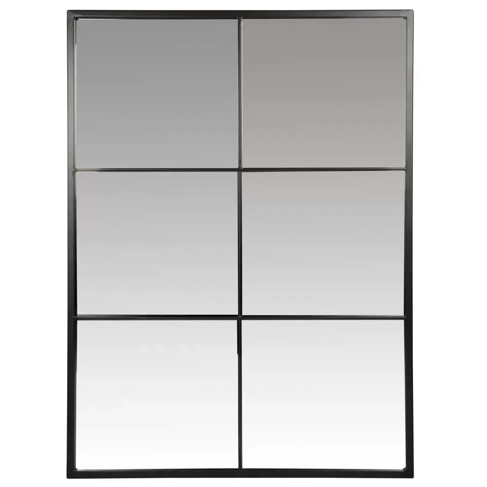 Miroir rectangulaire fenêtre en métal noir 60x80