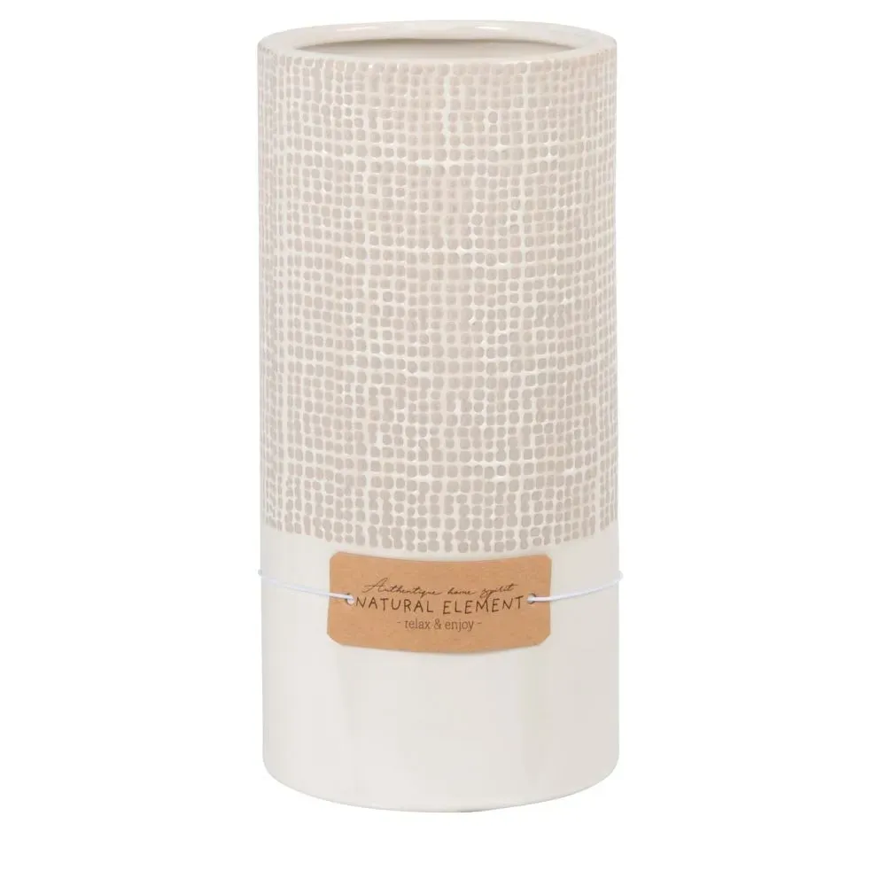 Vase en grès beige à motifs H21