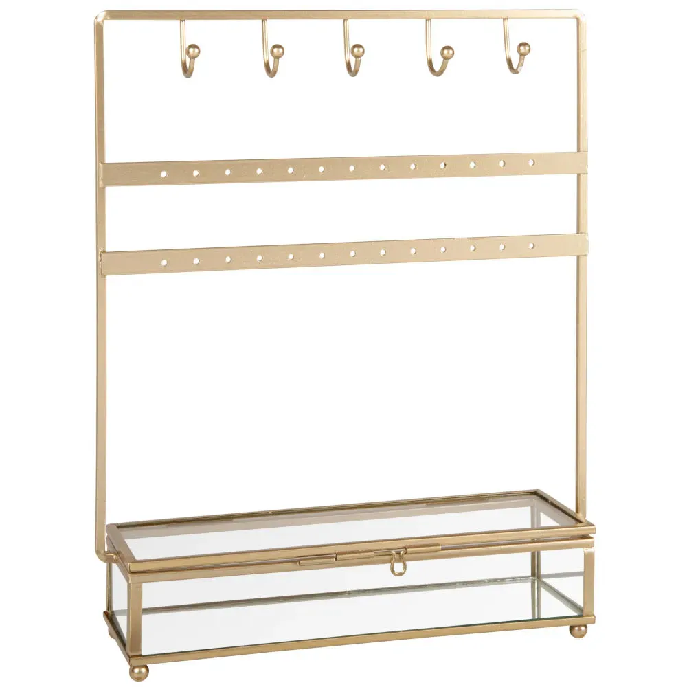 Porte-bijoux en métal et verre transparent