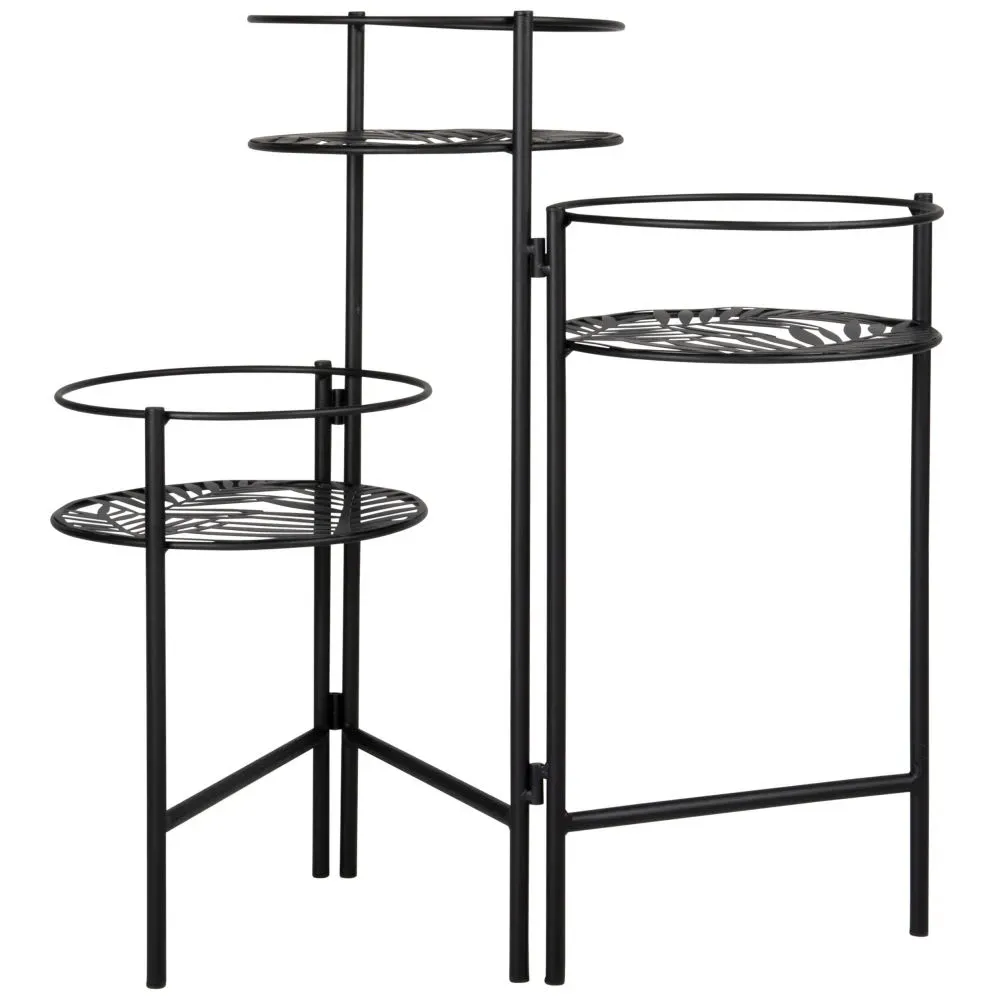 Support pour jardinières en métal noir