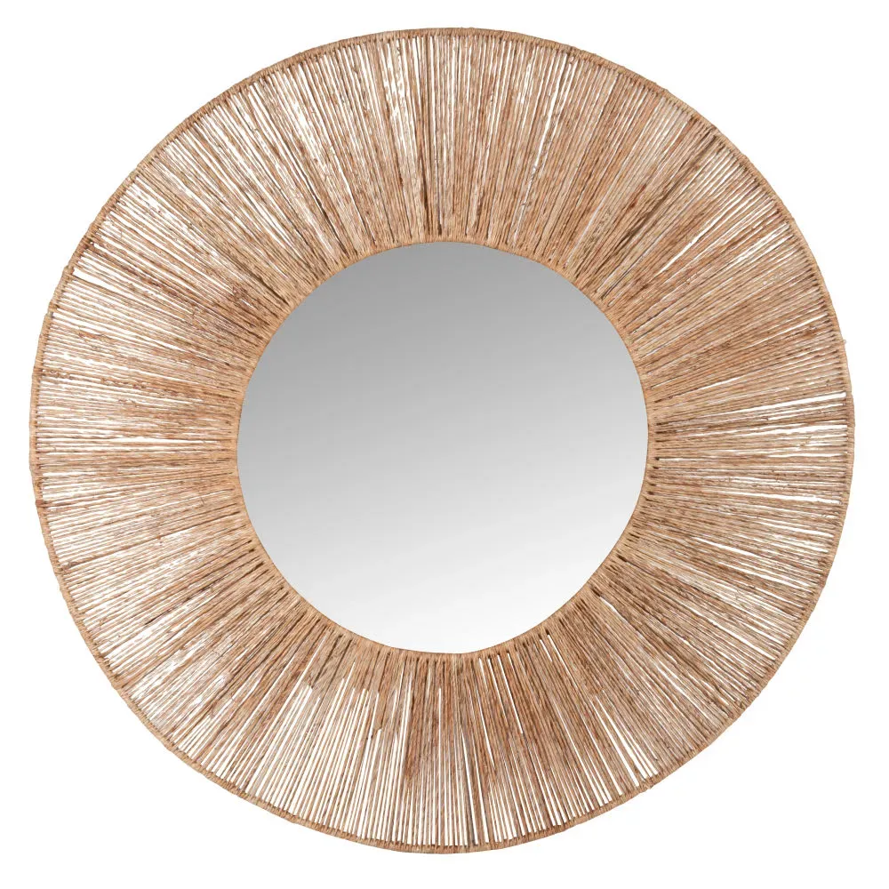 Miroir rond en jute marron D70