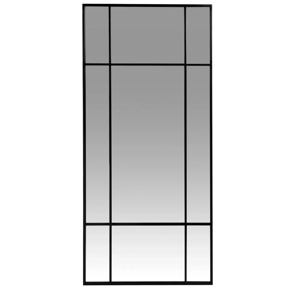 Miroir rectangulaire fenêtre en acier noir, 50x110 cm