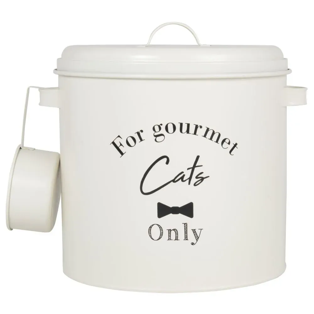 Boîte à croquettes en métal écru imprimé H30