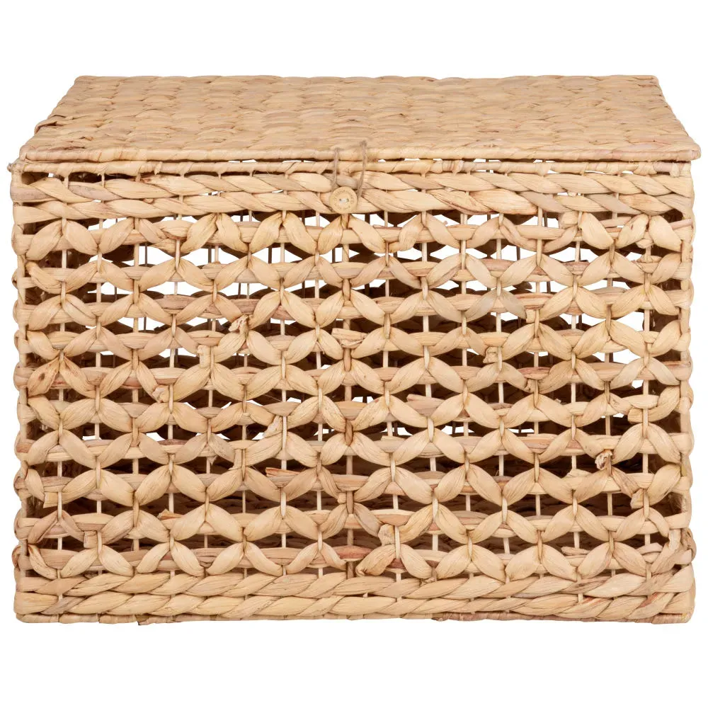 Malle ajourée tressée en jonc de mer beige