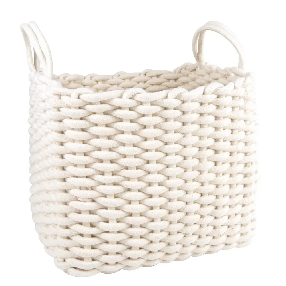 Panier rectangulaire en coton recyclé blanc