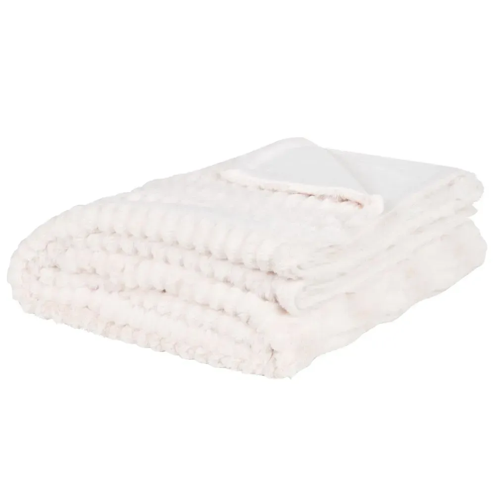 Plaid imitation fourrure blanc 150x200