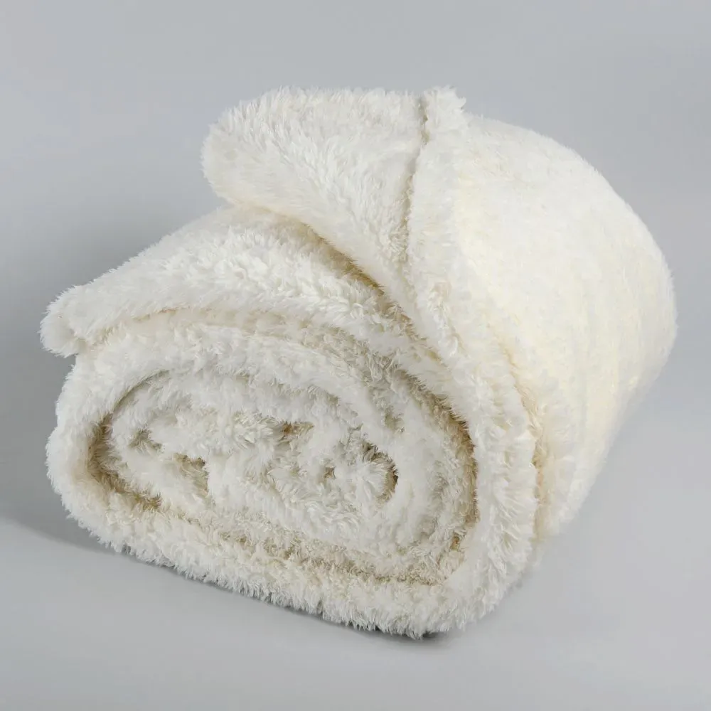 Plaid imitation fourrure écrue 150x200