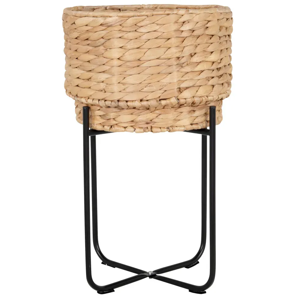 Cache-pot en jacinthe d'eau et métal noir H46