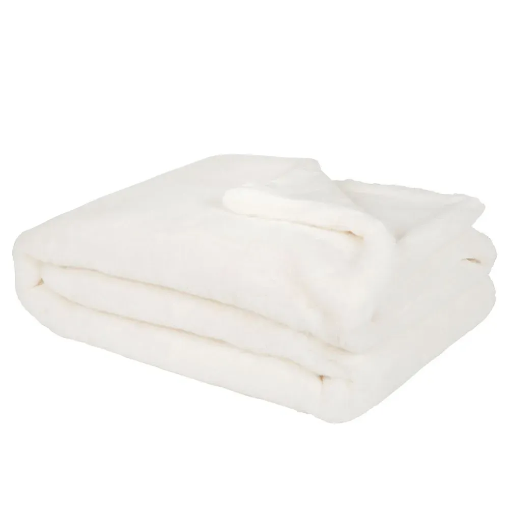 Plaid imitation fourrure blanche 150x200