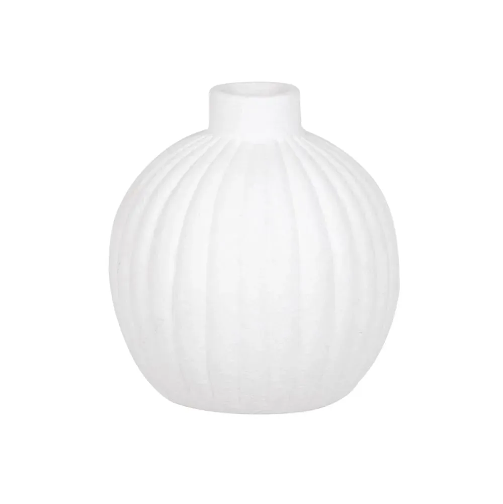 Vase rond en dolomite blanche H11