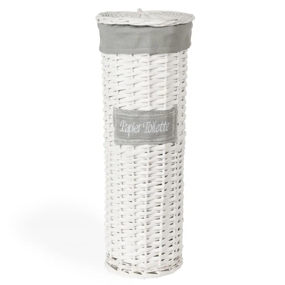 Panier tressé à papier toilette blanc H 47 cm
