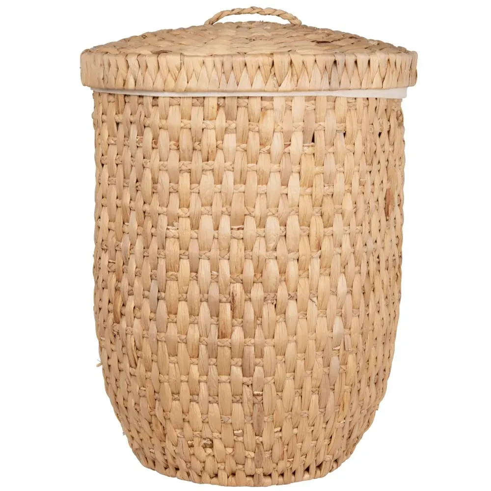 Panier à linge en jacinthe d'eau avec couvercle