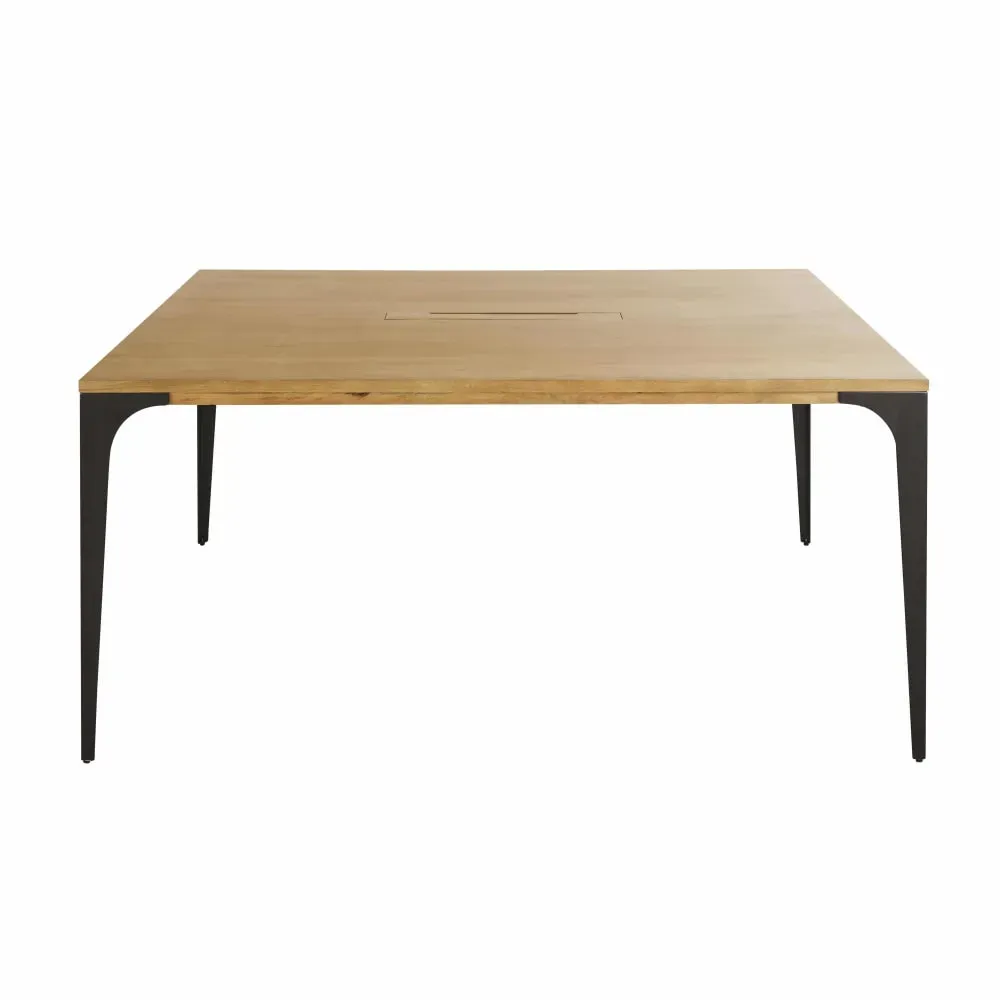 Table de réunion en manguier clair et métal grisé L160