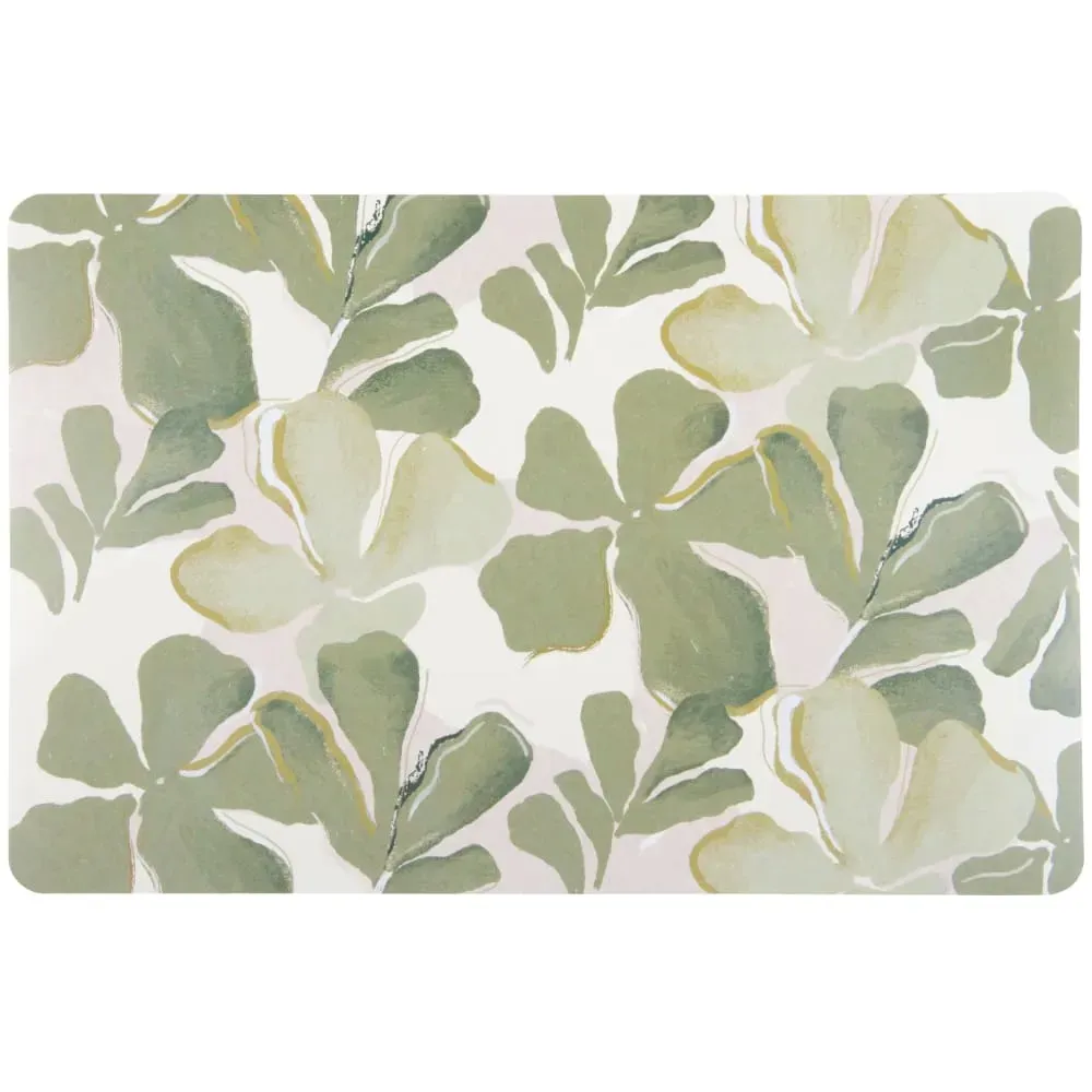 Set de table en polypropylène motif feuilles vert et beige