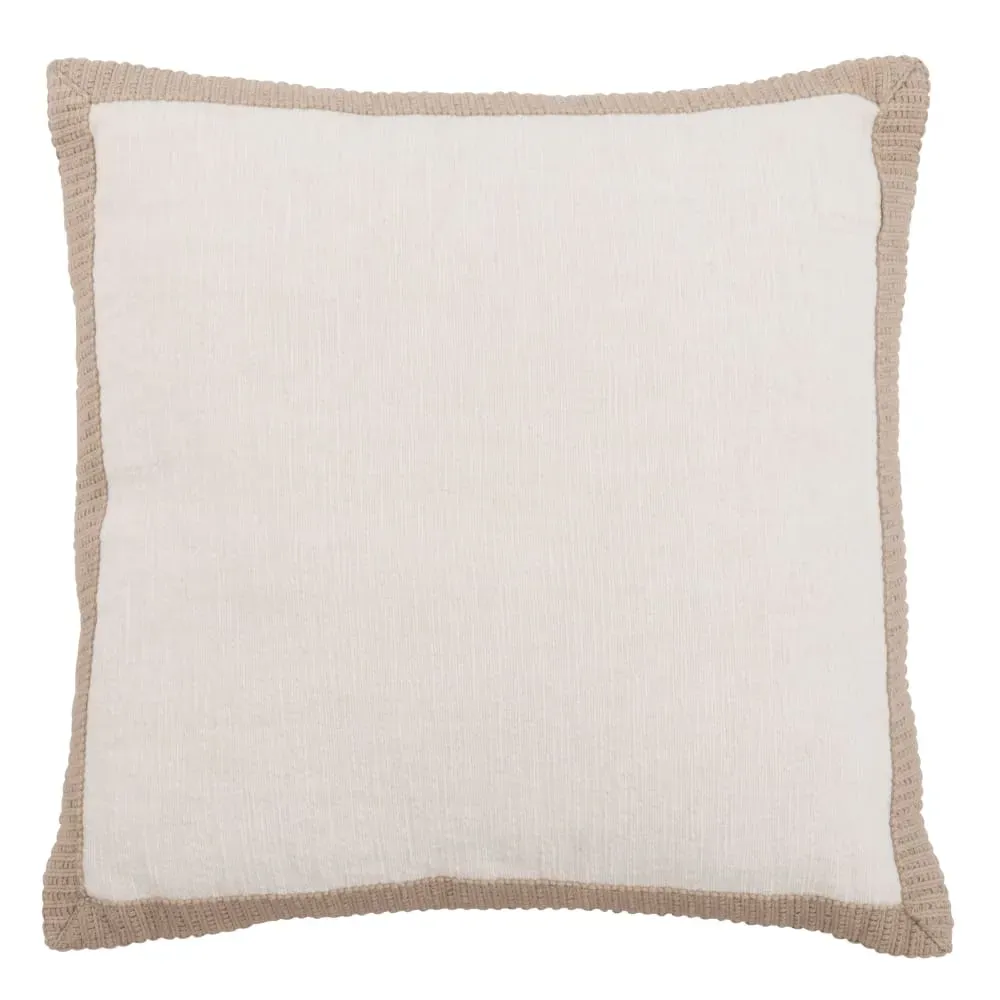 Housse de coussin blanc et beige avec galon 40x40
