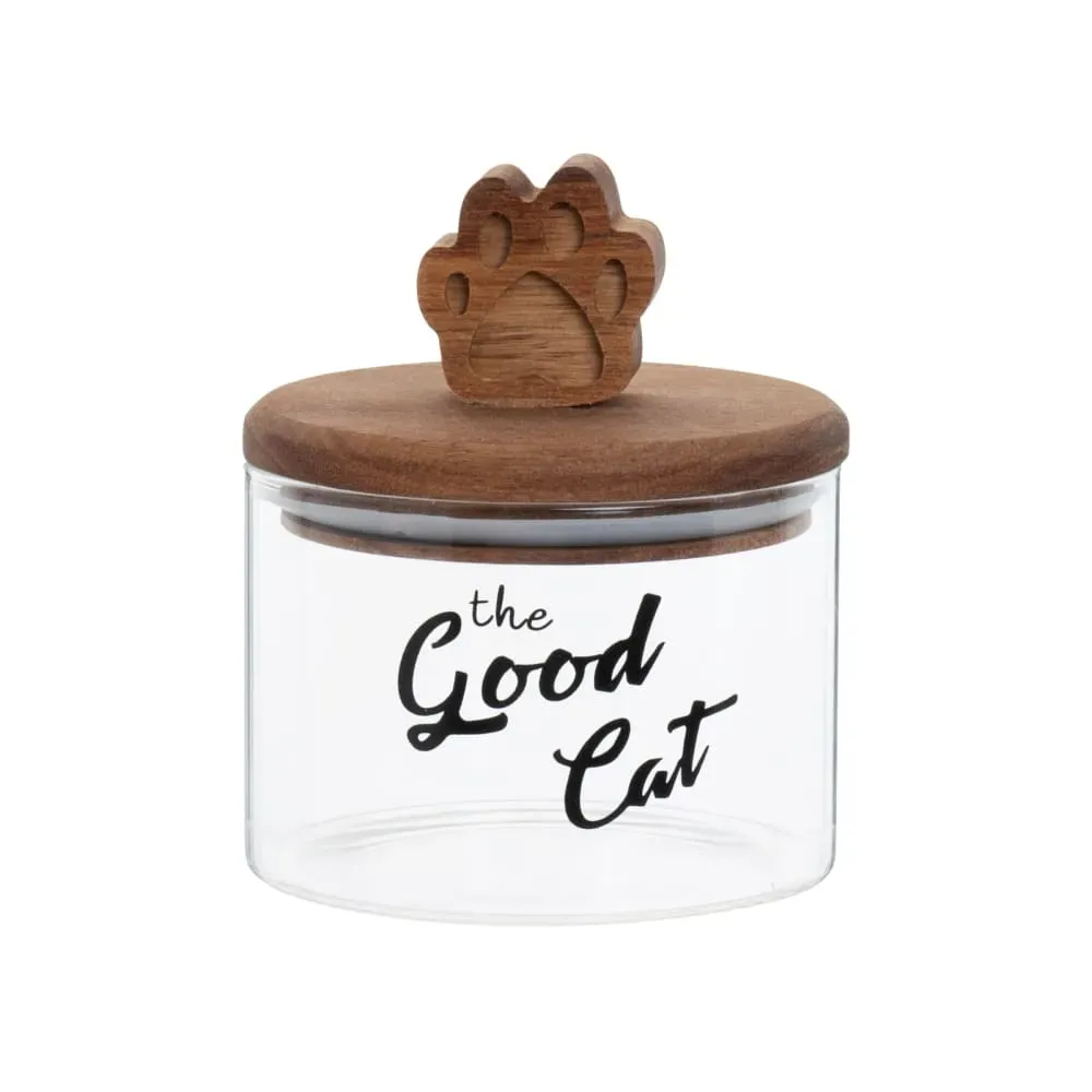 Boîte en verre imprimé noir et couvercle en bois d'acacia