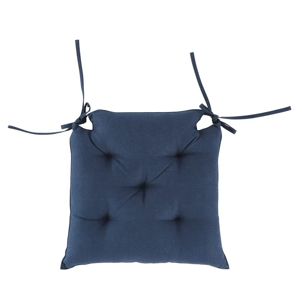 Galette d'extérieur de chaise en coton bleu marine 40x40