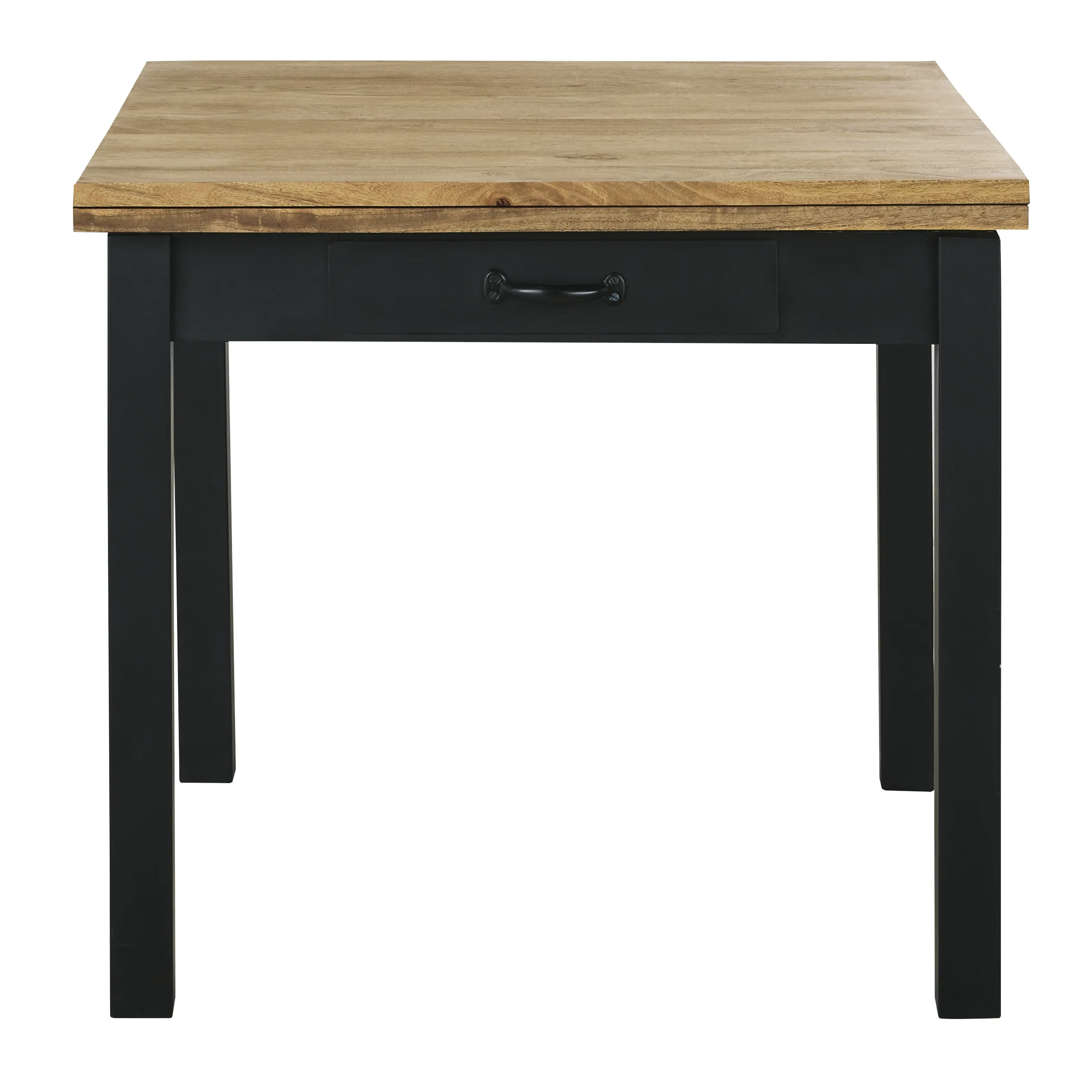 Table à manger pliante en bois de manguier massif et acier noir 6/8 personnes L90/180