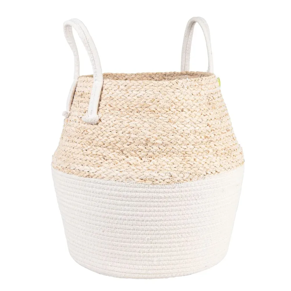 Panier thaïlandais en coton et fibre de maïs bicolore