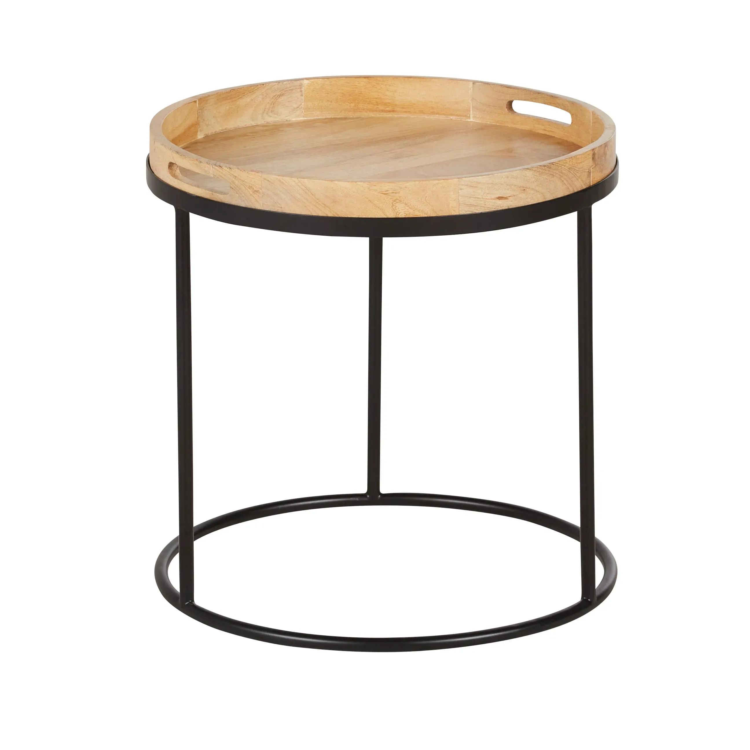 Bout de canapé en bois de manguier et métal noir