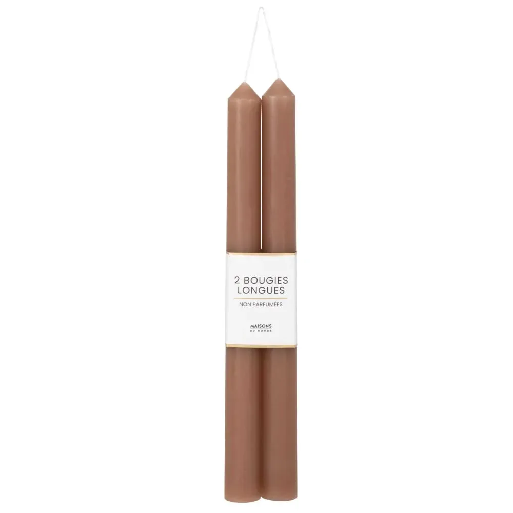 Bougies longues gris taupe (x2)