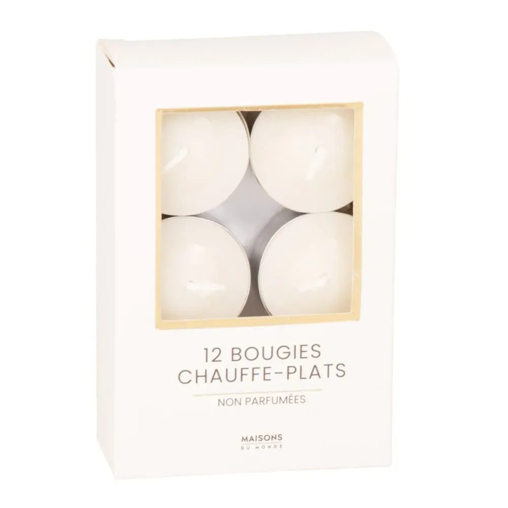 Bougies chauffe-plat blanches (x12)