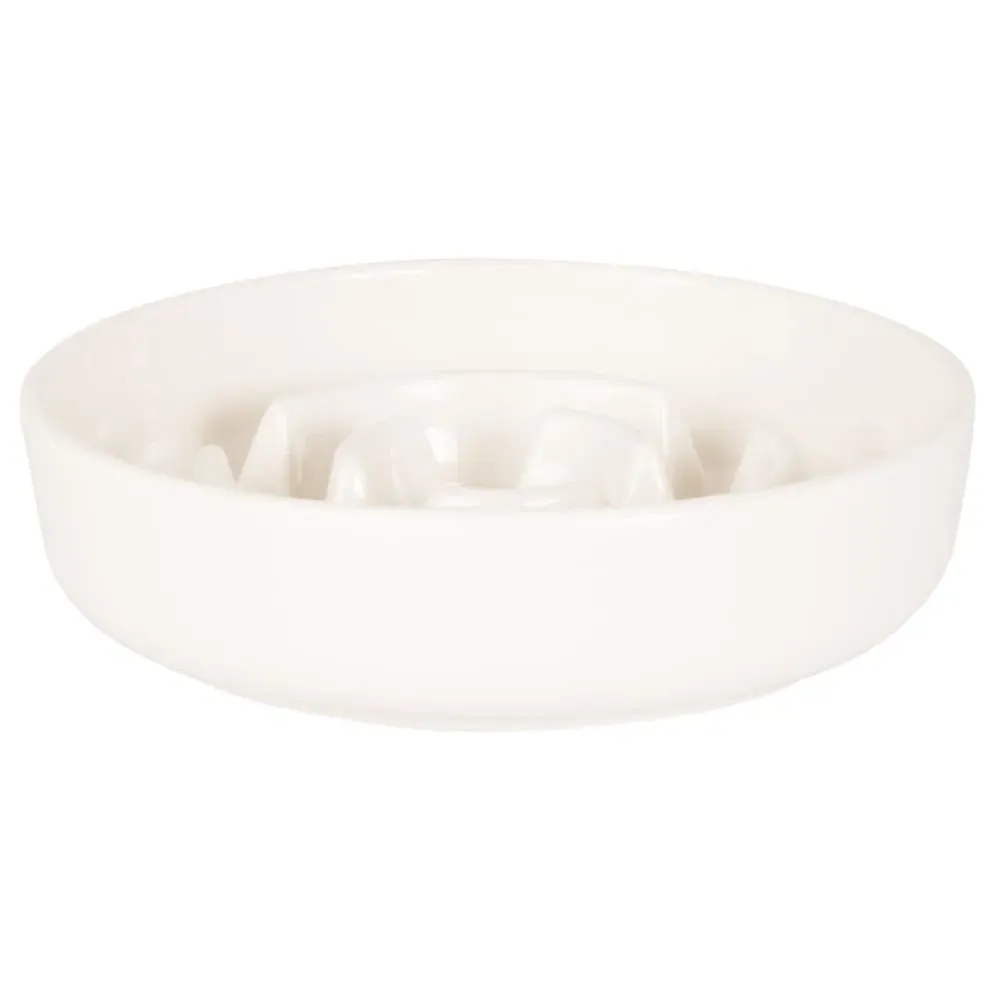 Gamelle anti-glouton pour chat en argile écrue