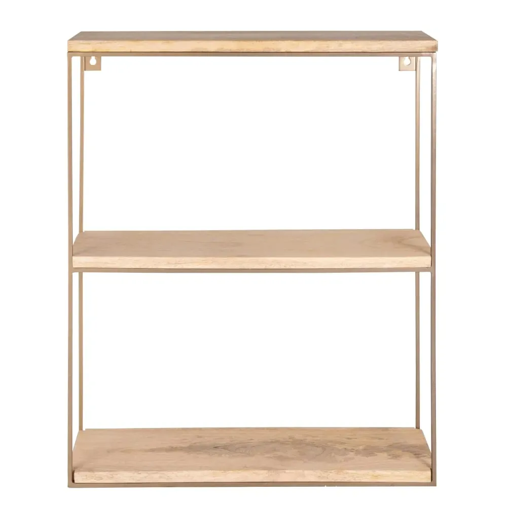 Etagère en manguier et métal doré