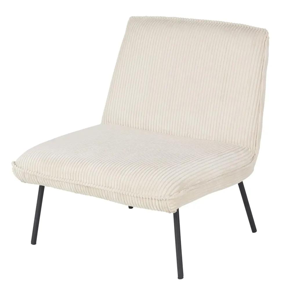 Fauteuil en velours côtelé beige