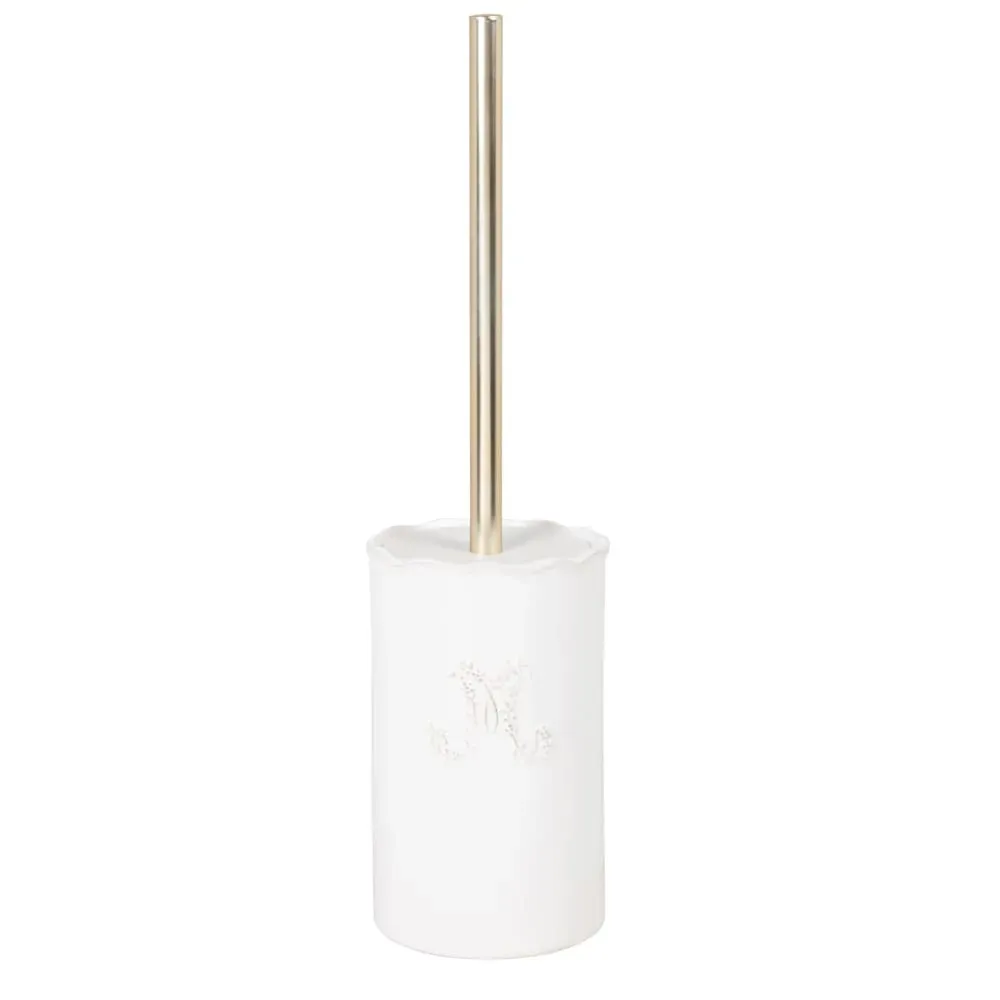 Brosse de toilette en faïence blanche