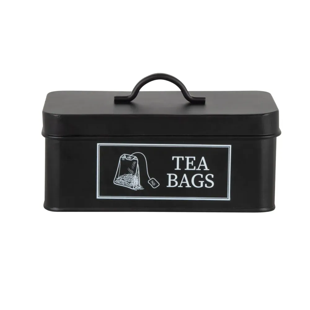 Boîte à thé en métal noir