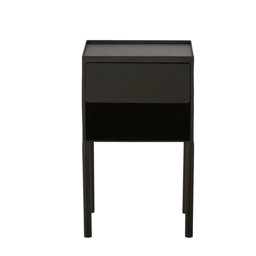 Table de chevet 1 tiroir en métal noir