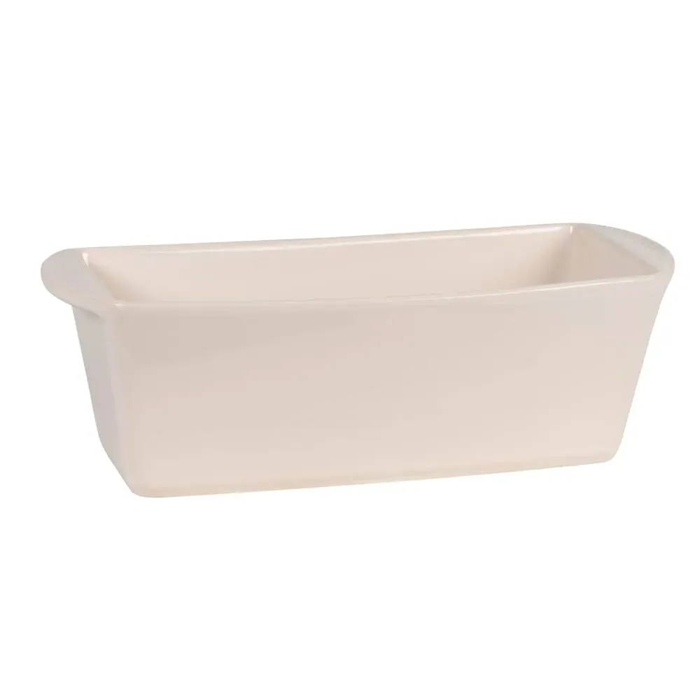 Plat à cake en grès beige L31