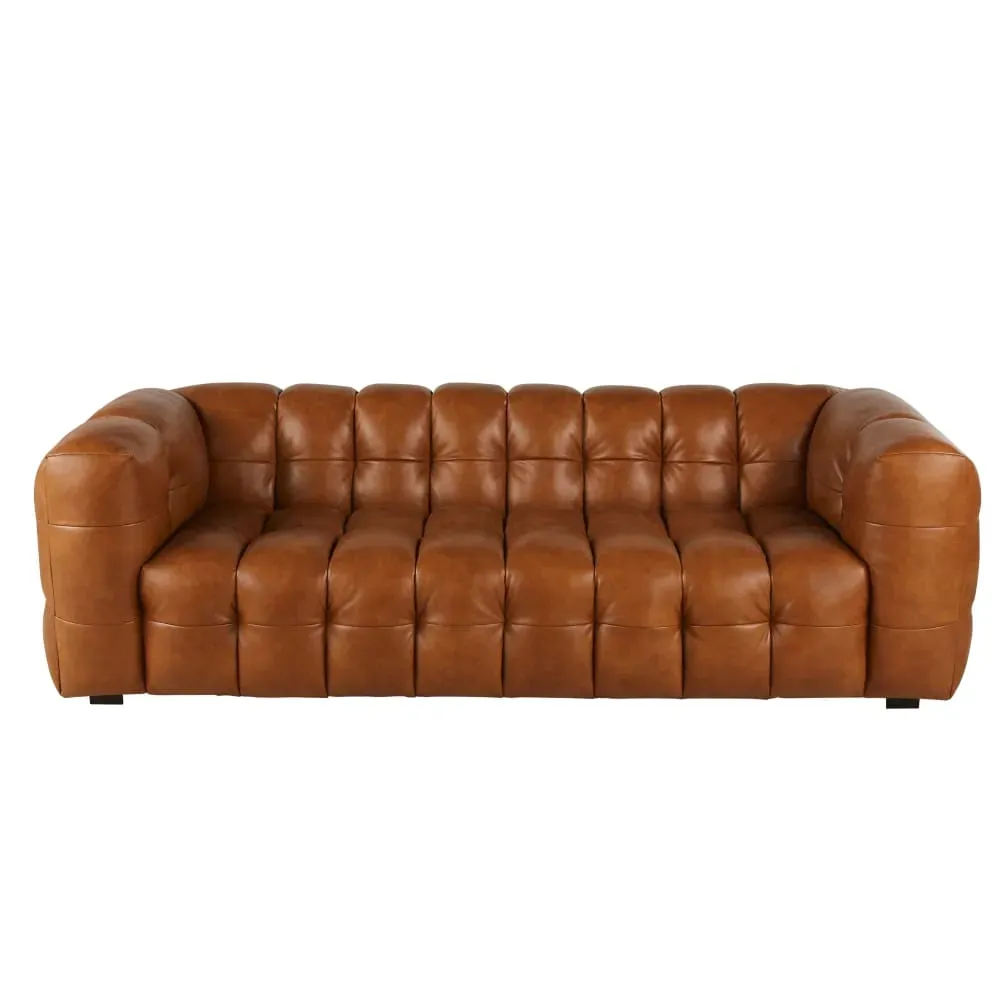 Canapé nuage 3/4 places en cuir camel