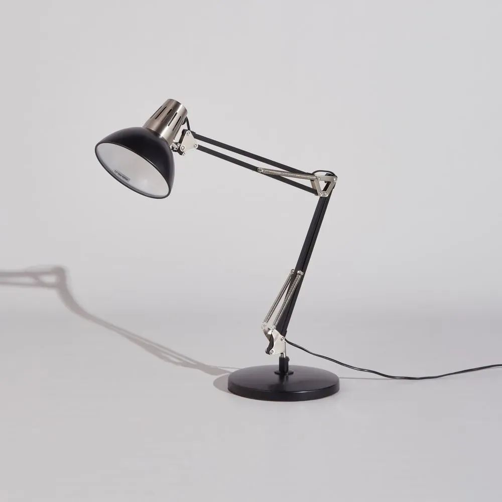 Lampe de bureau articulée en acier brossé noir