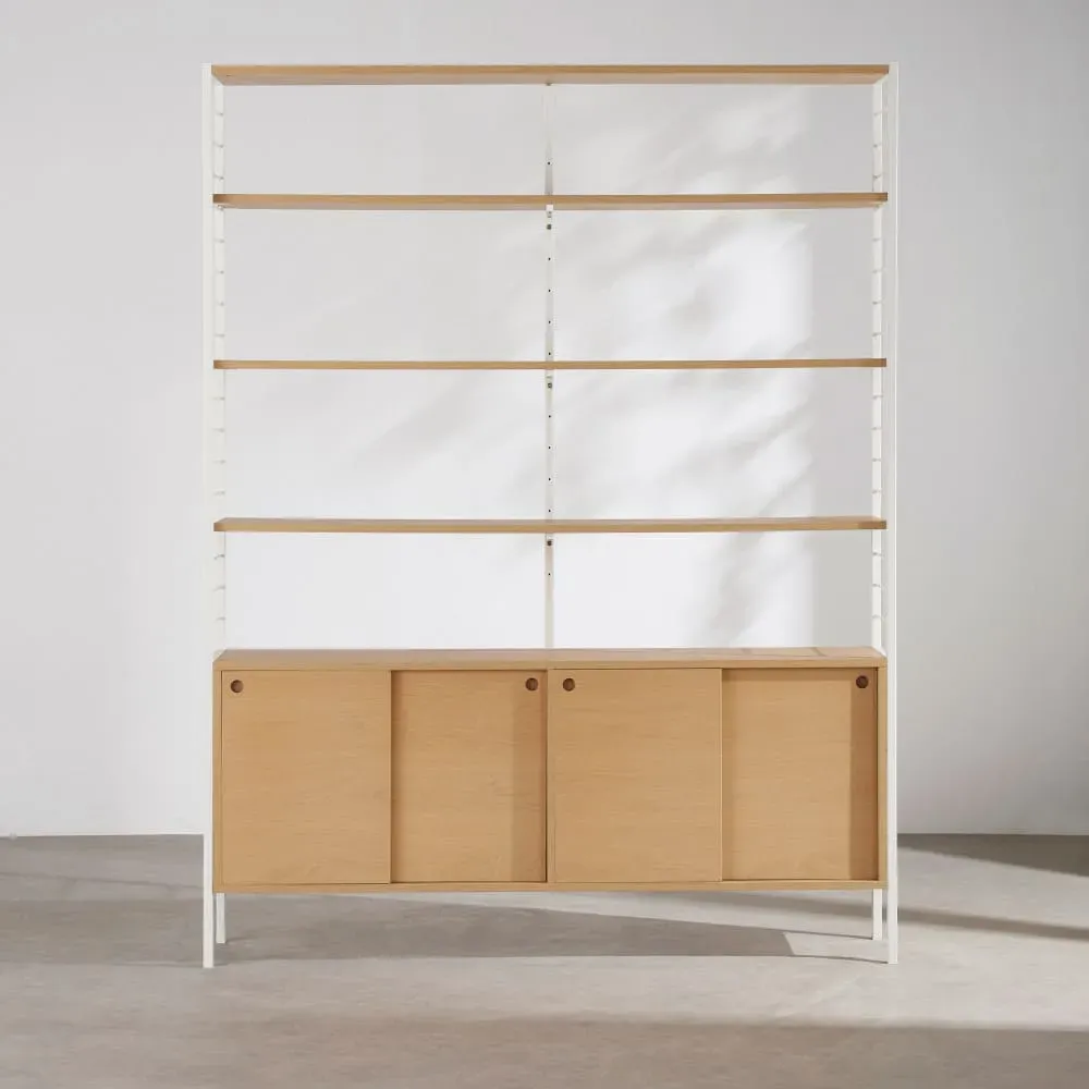 Etagère industrielle 4 portes coulissantes et acier L153